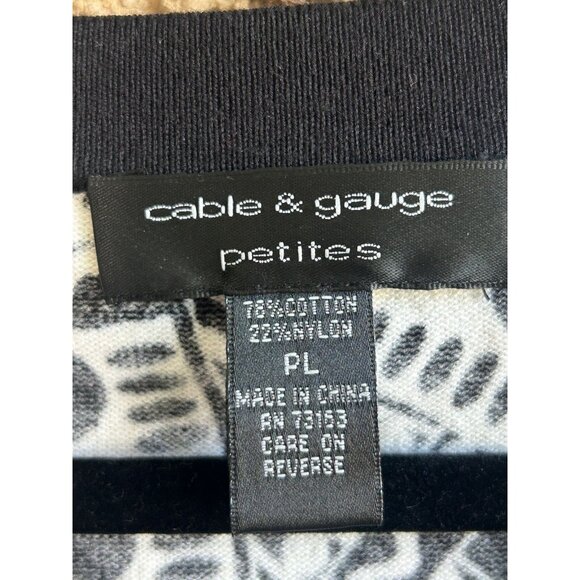 Cable & Gauge Black and White Geometric Cropped Cardigan Sweater Size Large P - Picture 7 of 7